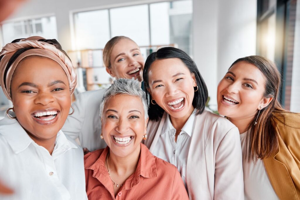 creative business people selfie and portrait smile